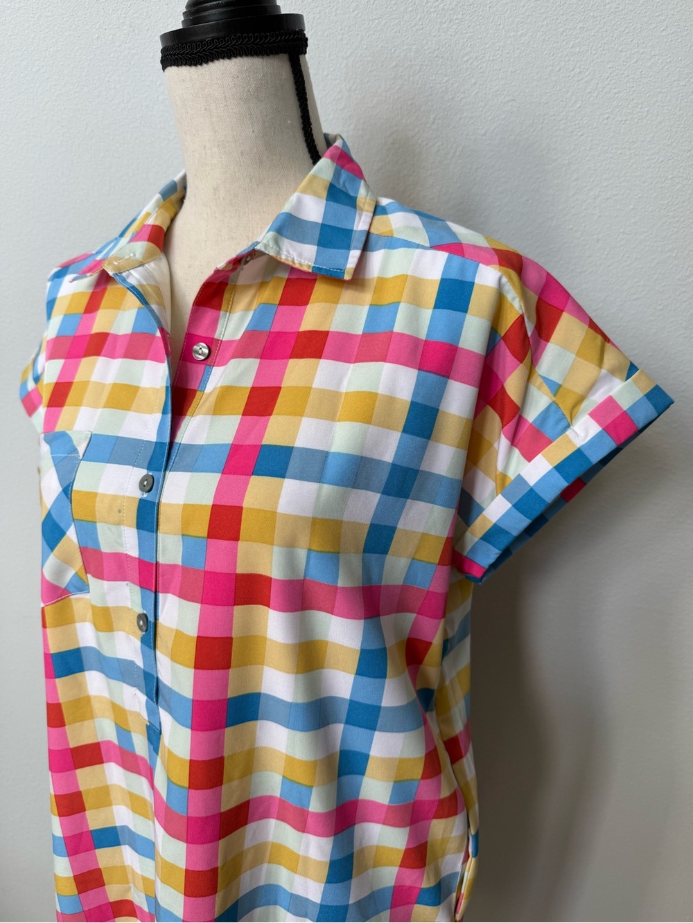 entro Multicolor Gingham Shirt Dress - Picture 2 of 14